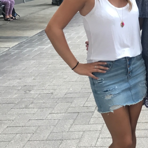 American Eagle Light Wash Distressed Jean Skirt - Picture 5 of 5